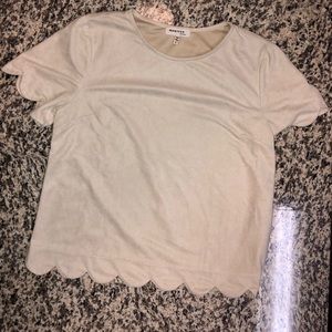 Suede Scalloped Top